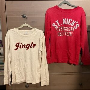2 Crewcuts Kids Holiday Shirts - Red and Cream size L (10-11)